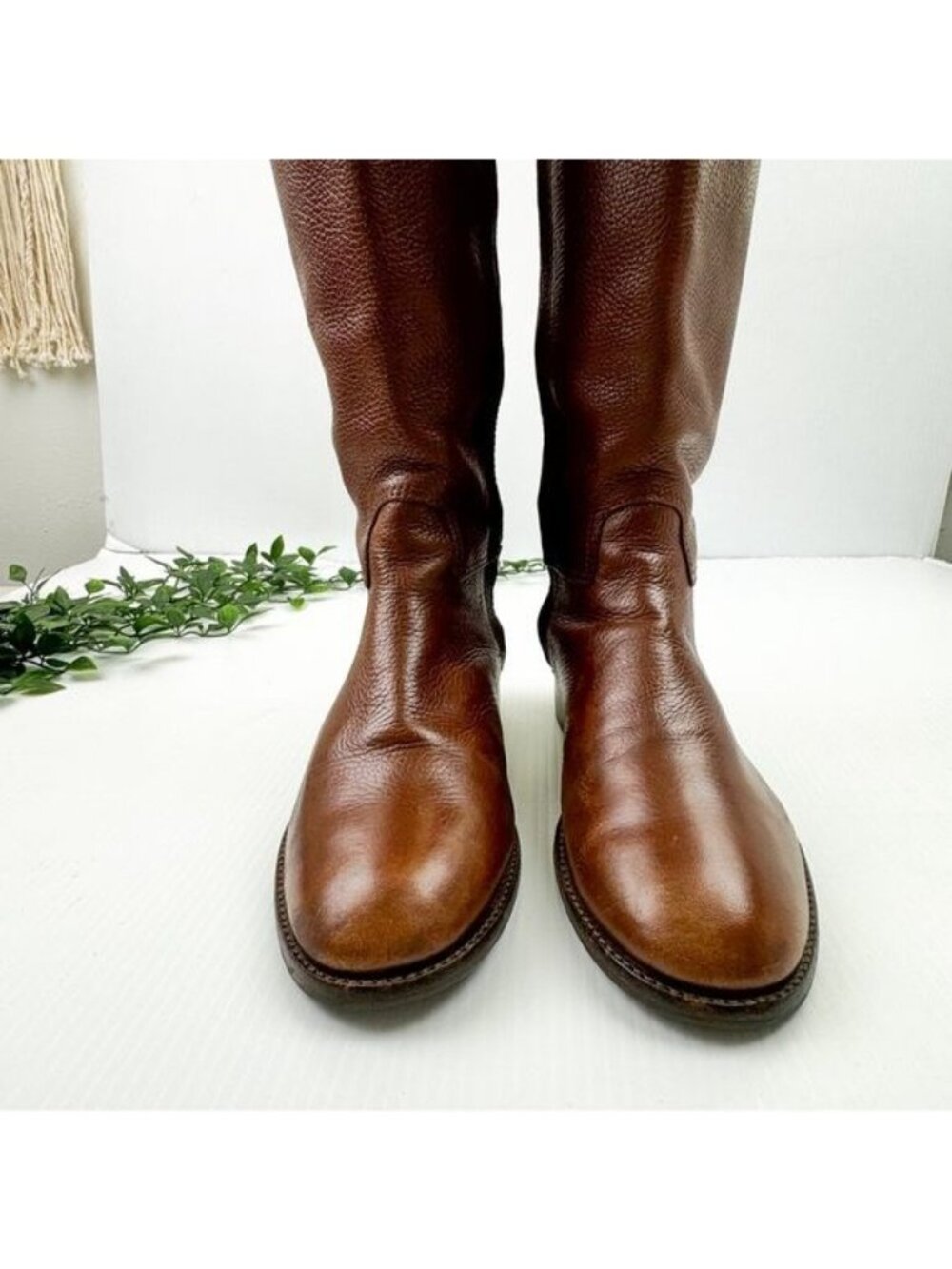 Tory Burch Knee High Junction Leather Riding Boots Brown 8.5 - Picture 5 of 15